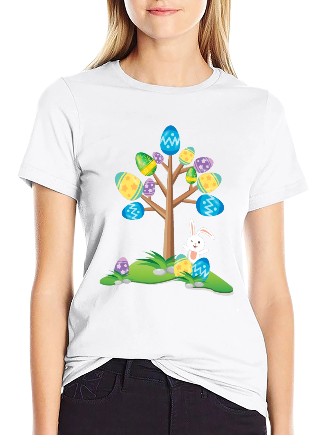Easter Egg Tree Bunny T-Shirt - Fun Holiday Apparel