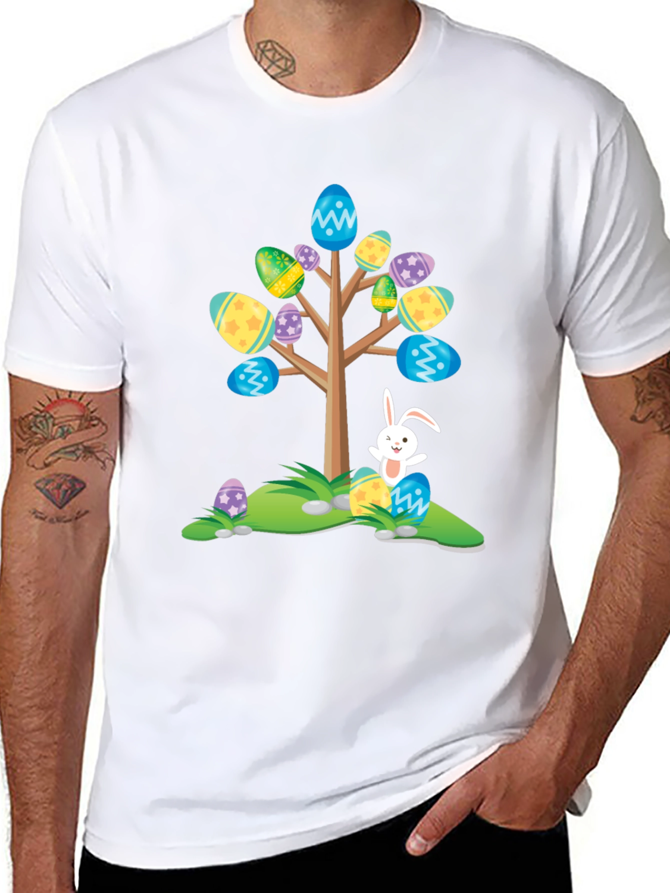 Easter Egg Tree Bunny T-Shirt - Fun Holiday Apparel