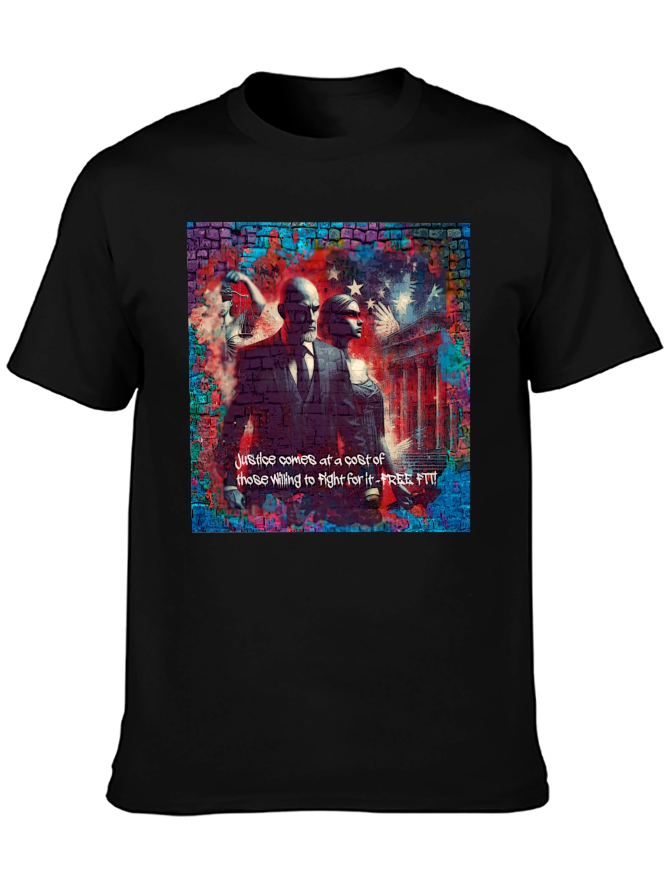 Justice Graphic Print Black T-Shirt