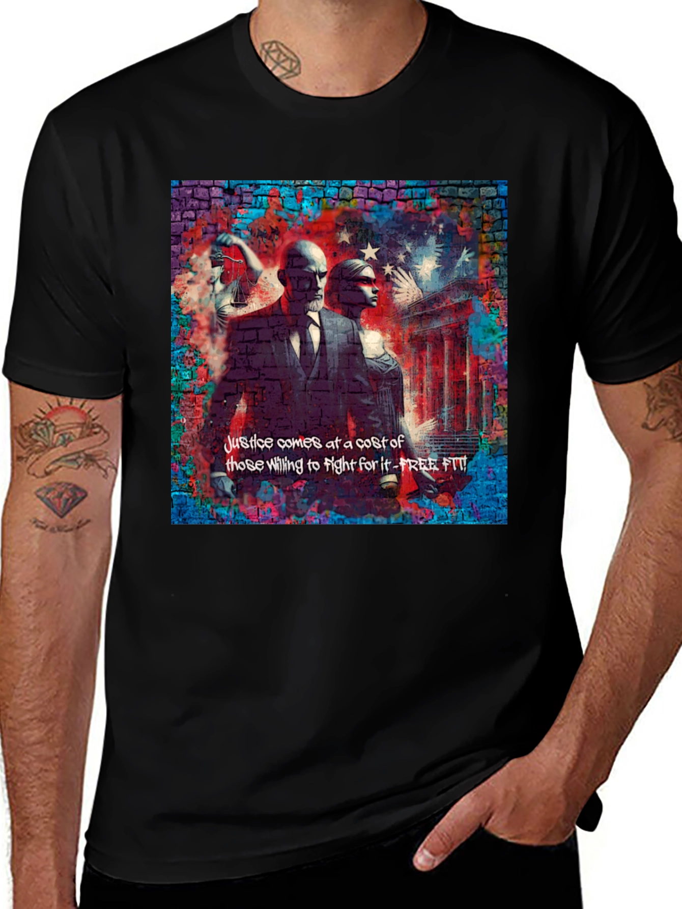 Justice Graphic Print Black T-Shirt