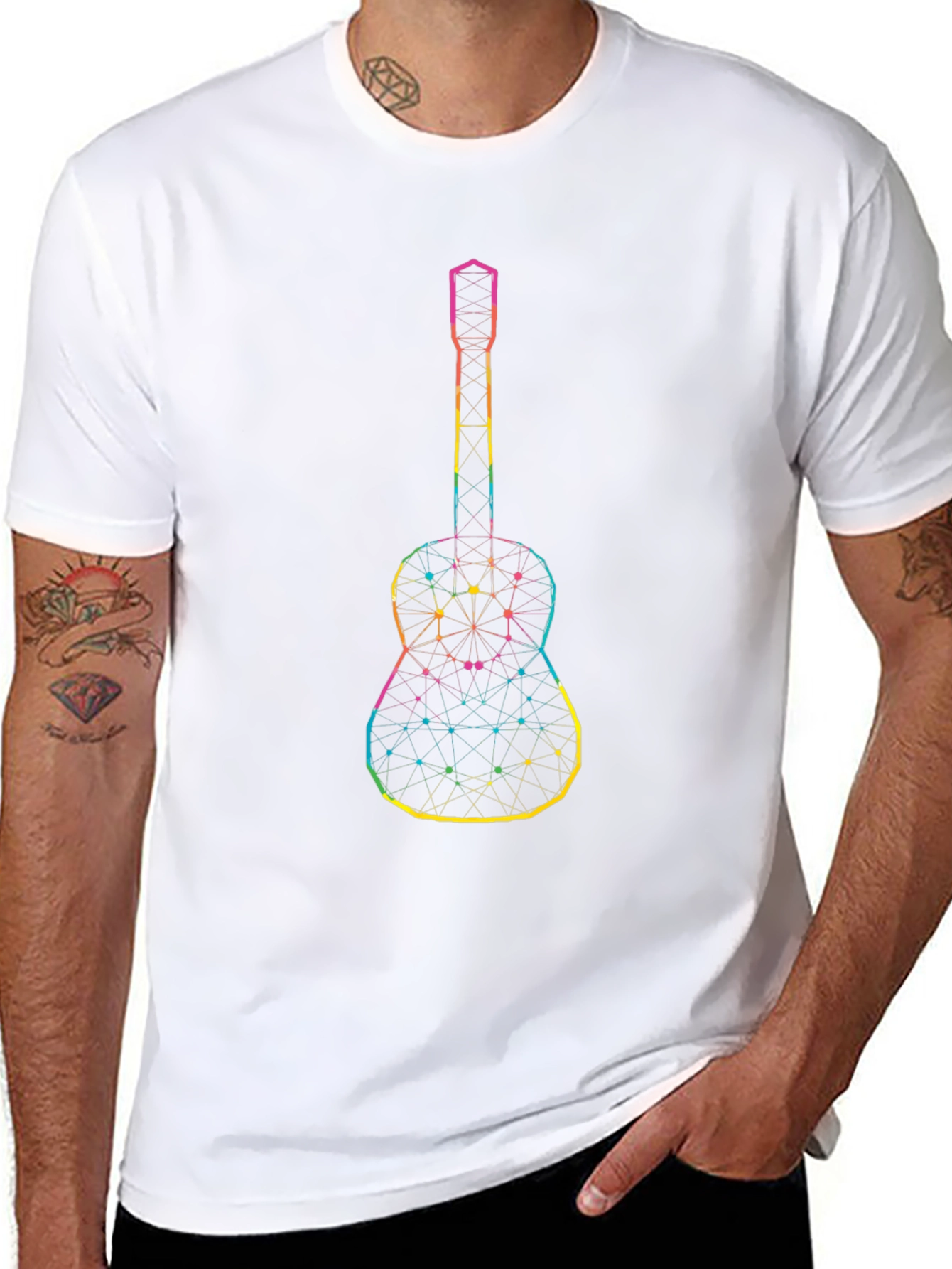 Geometric Guitar Graphic Black Tee