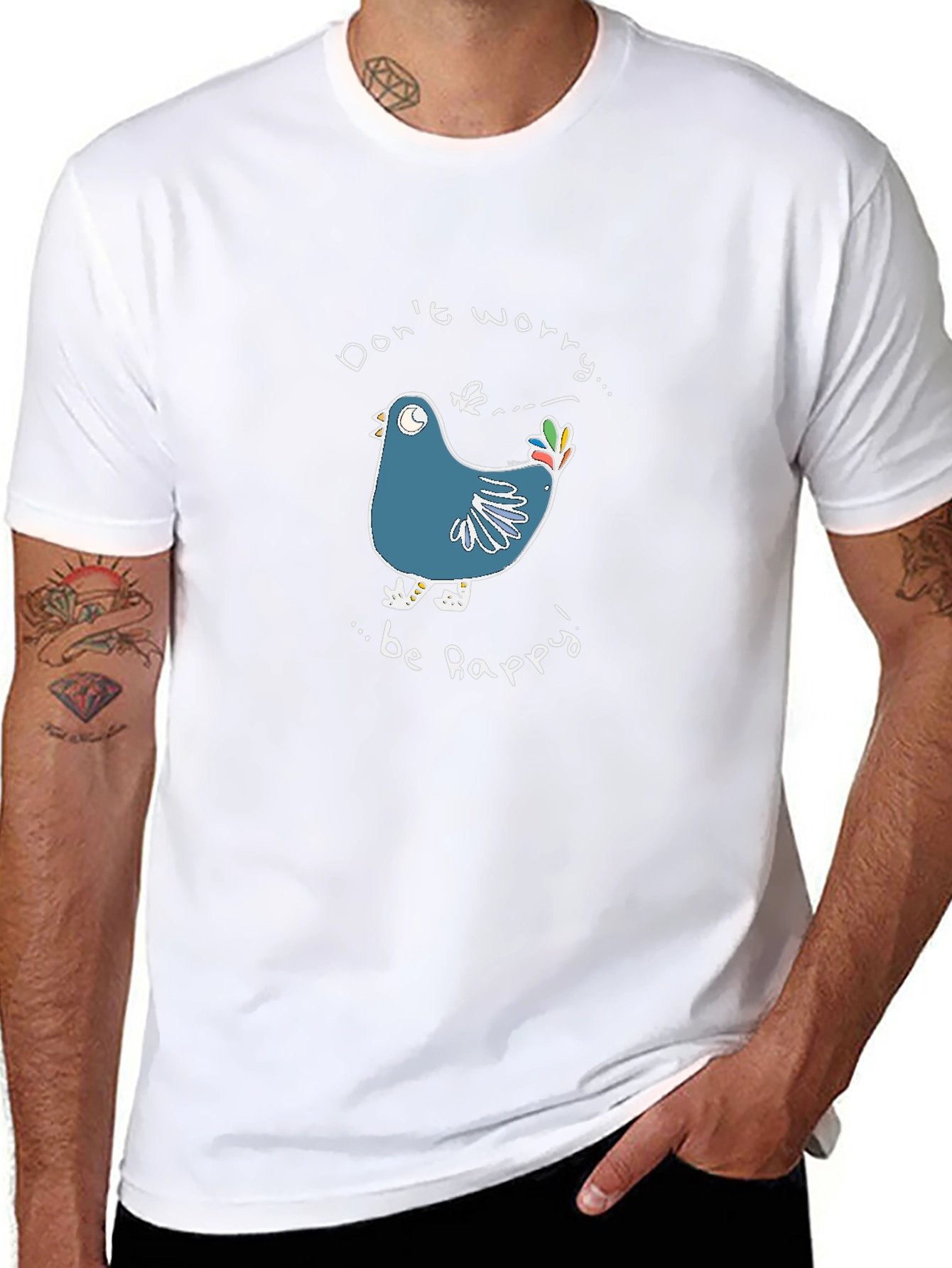 Dont Worry Be Happy Bird Graphic Tee