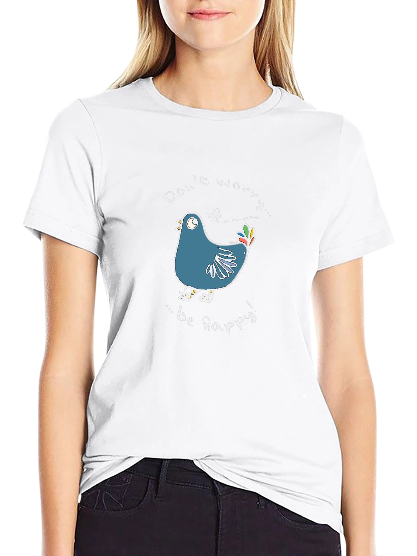 Dont Worry Be Happy Bird Graphic Tee