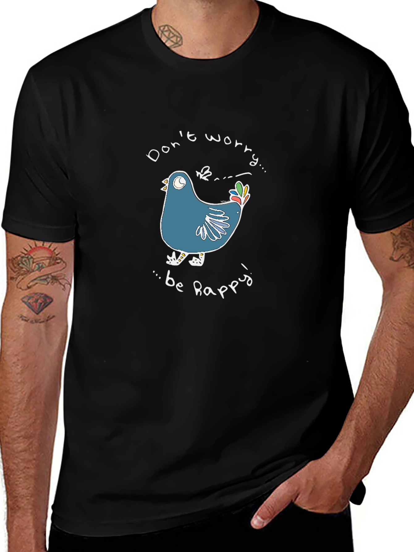 Dont Worry Be Happy Bird Graphic Tee