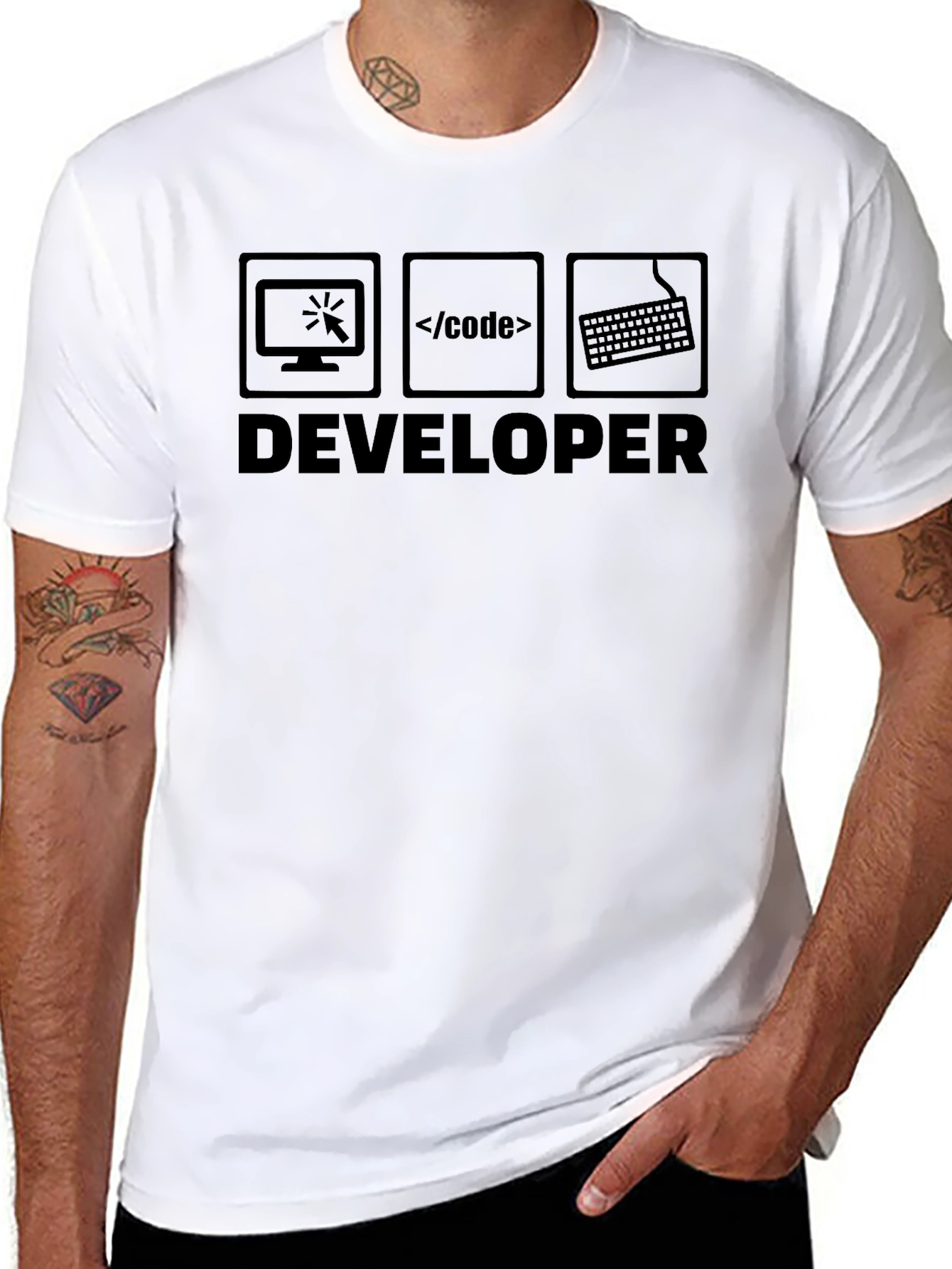 Developer T-Shirt: Computer Code Keyboard Design
