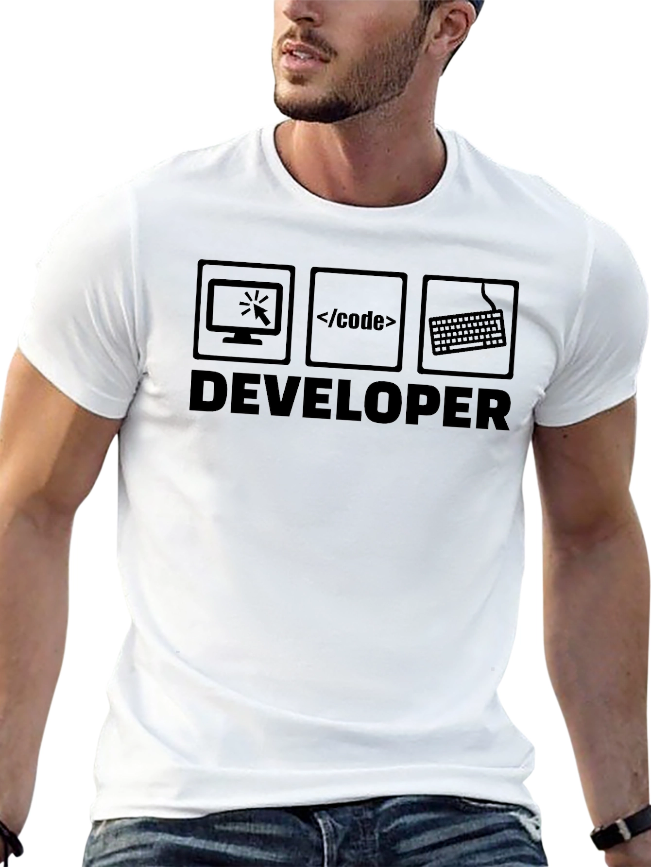 Developer T-Shirt: Computer Code Keyboard Design