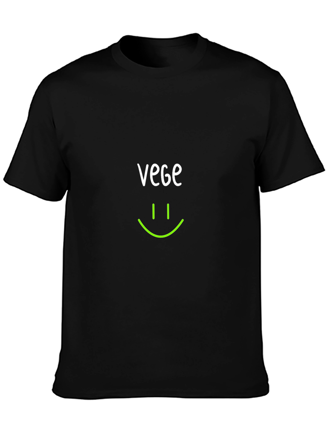 Vegan Smile T-Shirt -  Black Crew Neck