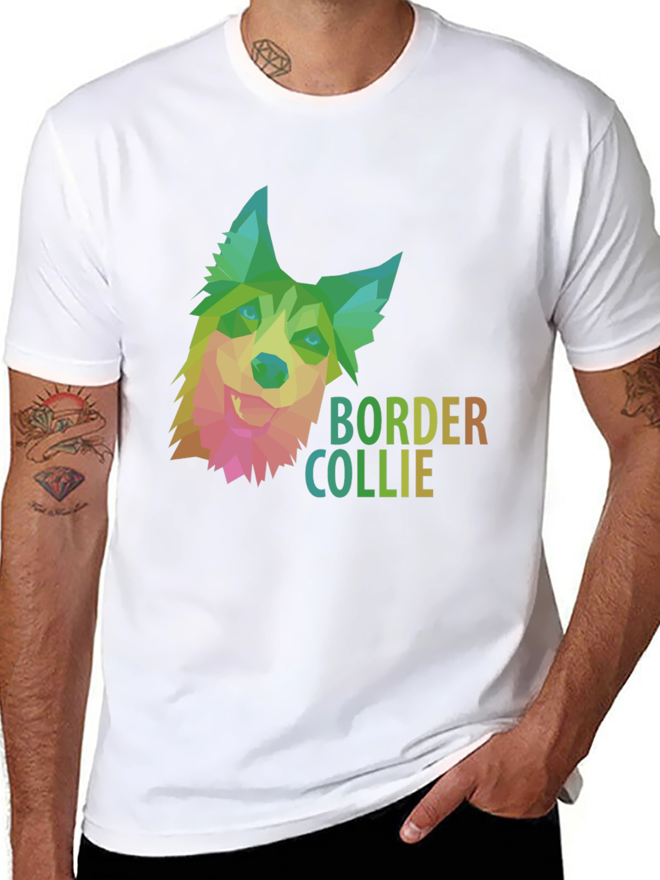 Border Collie Geometric Dog T-Shirt