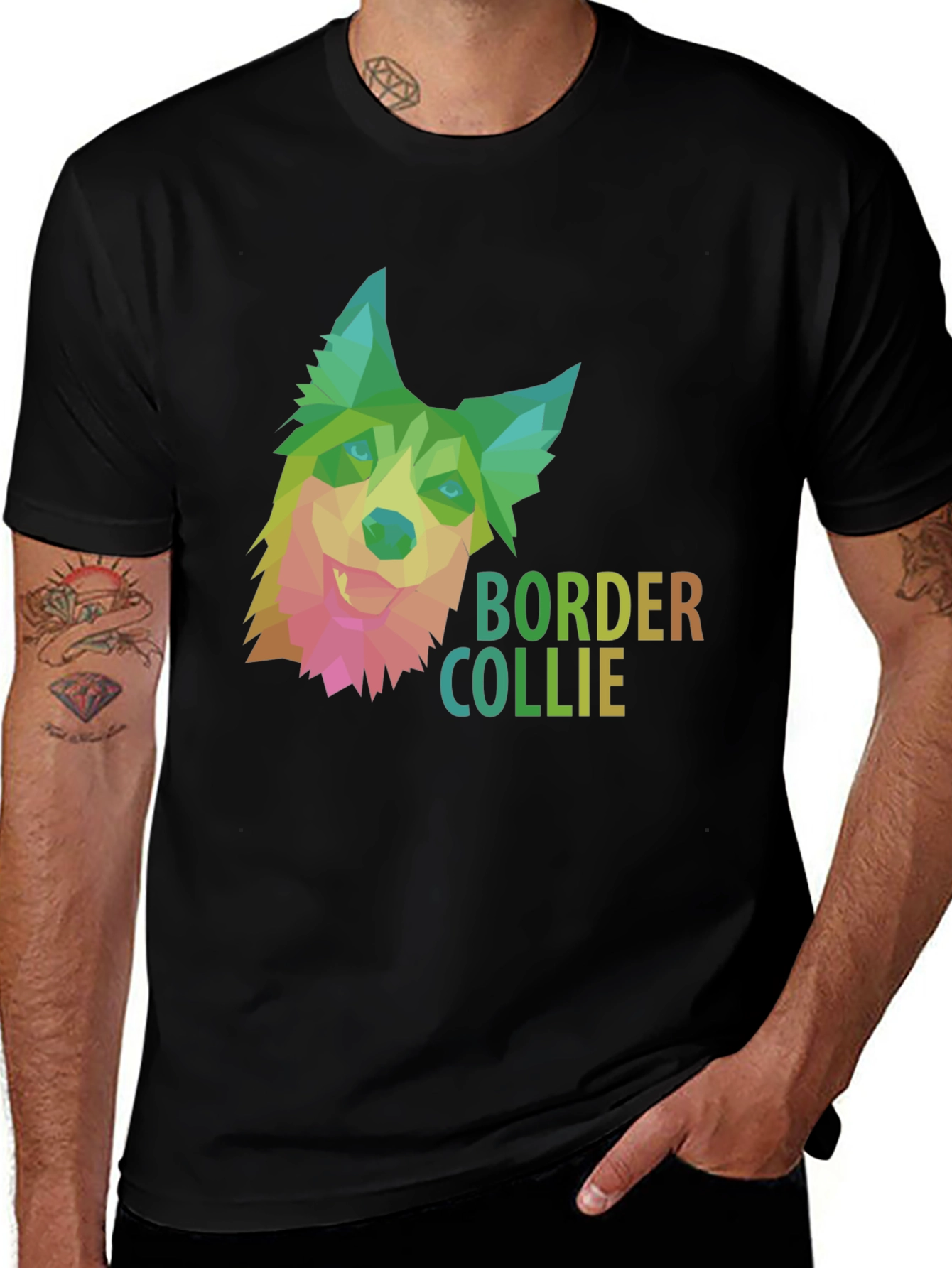Border Collie Geometric Dog T-Shirt