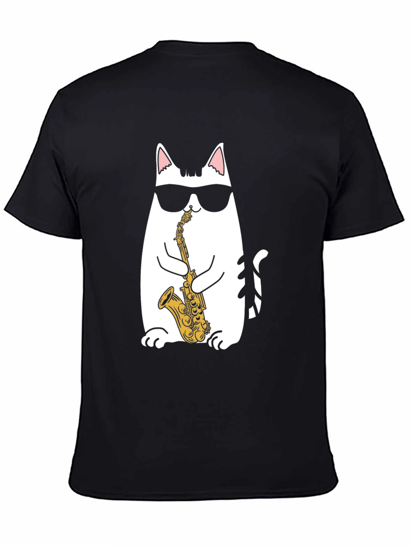 Cool Cat Saxophone T-Shirt - Black