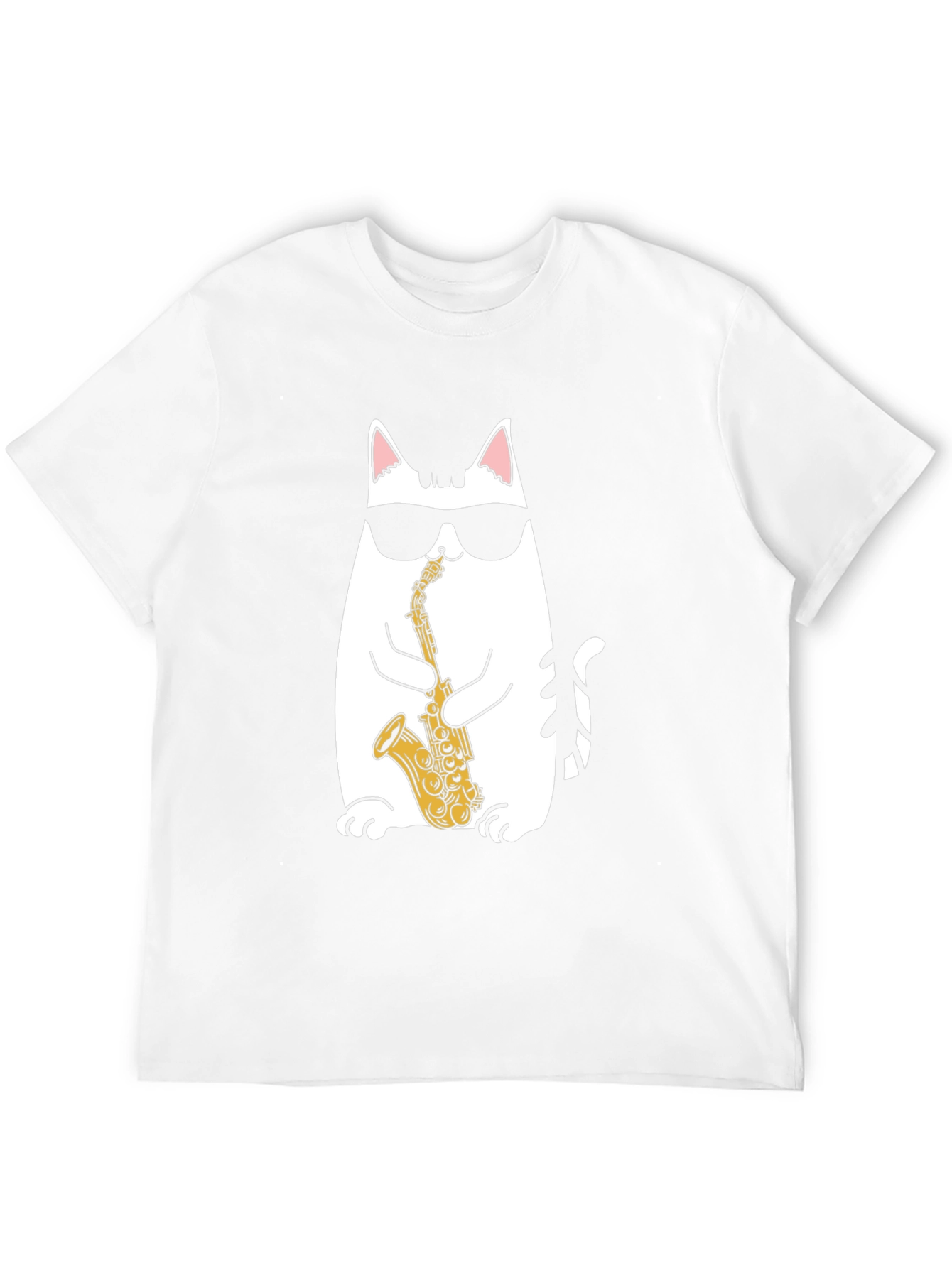 Cool Cat Saxophone T-Shirt - Black