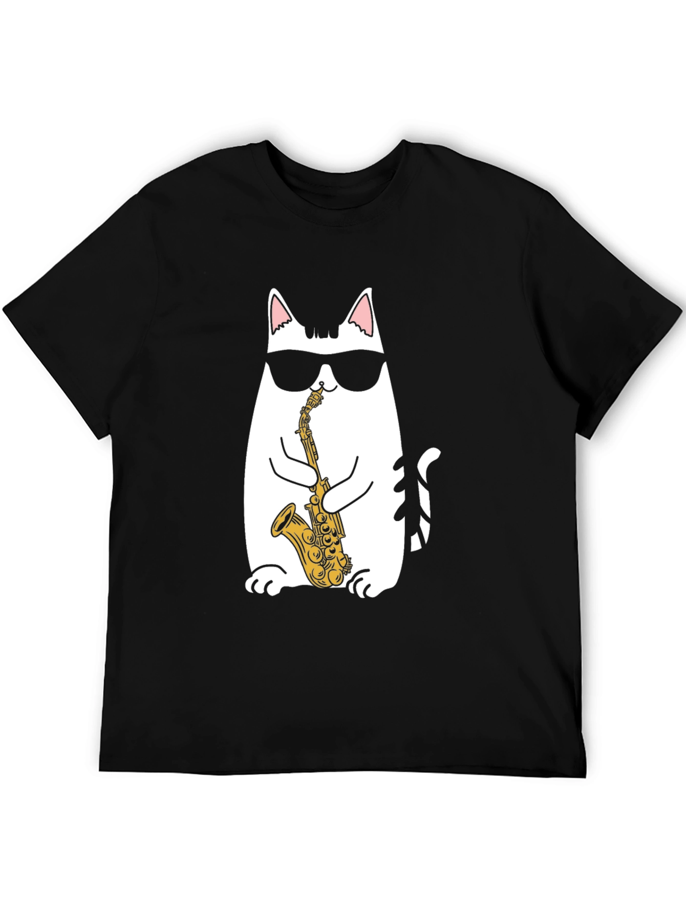 Cool Cat Saxophone T-Shirt - Black