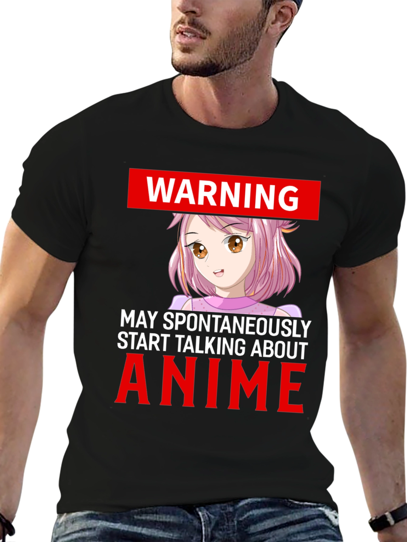 Anime Warning Graphic Tee - Spontaneously Talks Anime