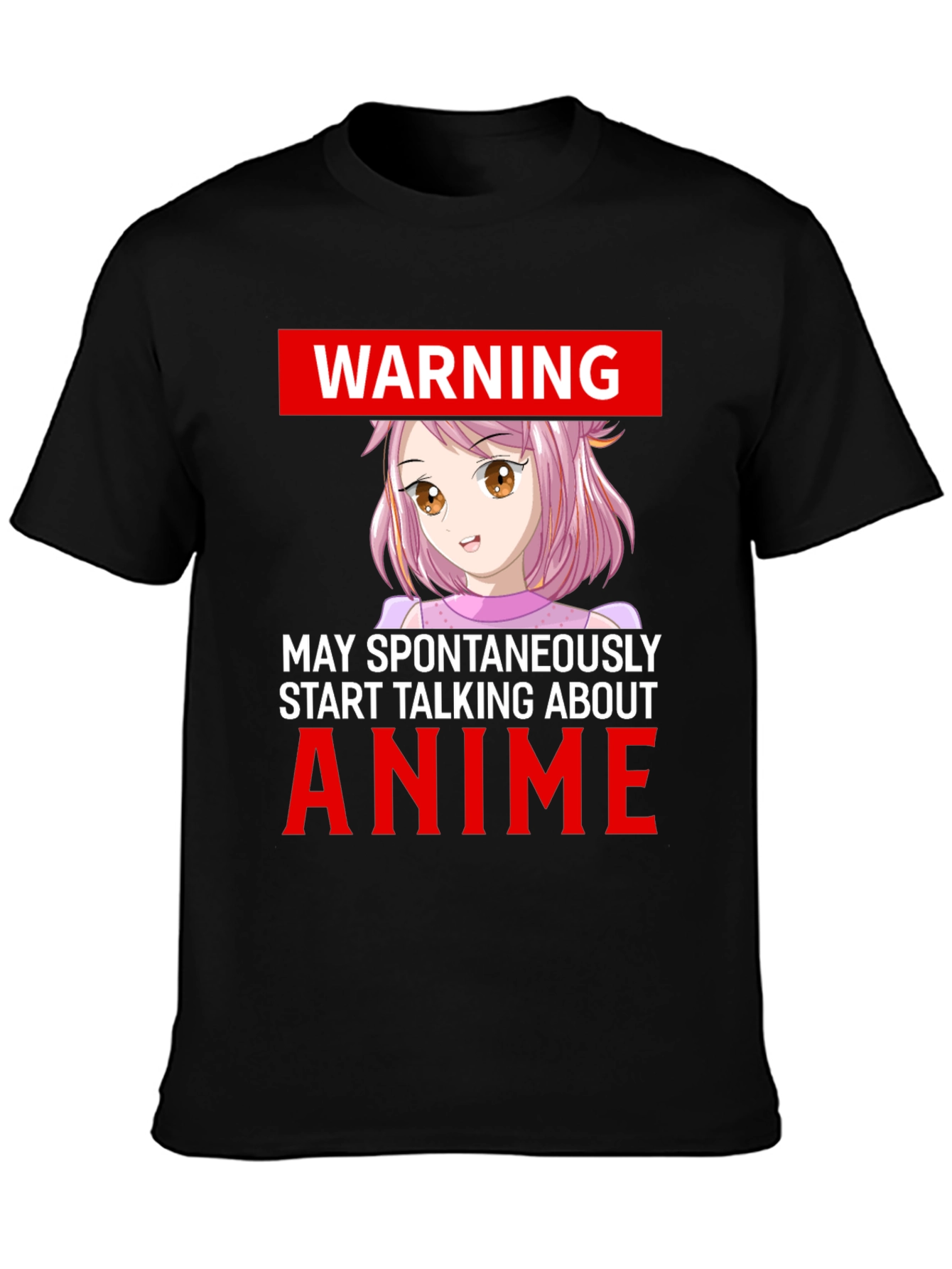 Anime Warning Graphic Tee - Spontaneously Talks Anime