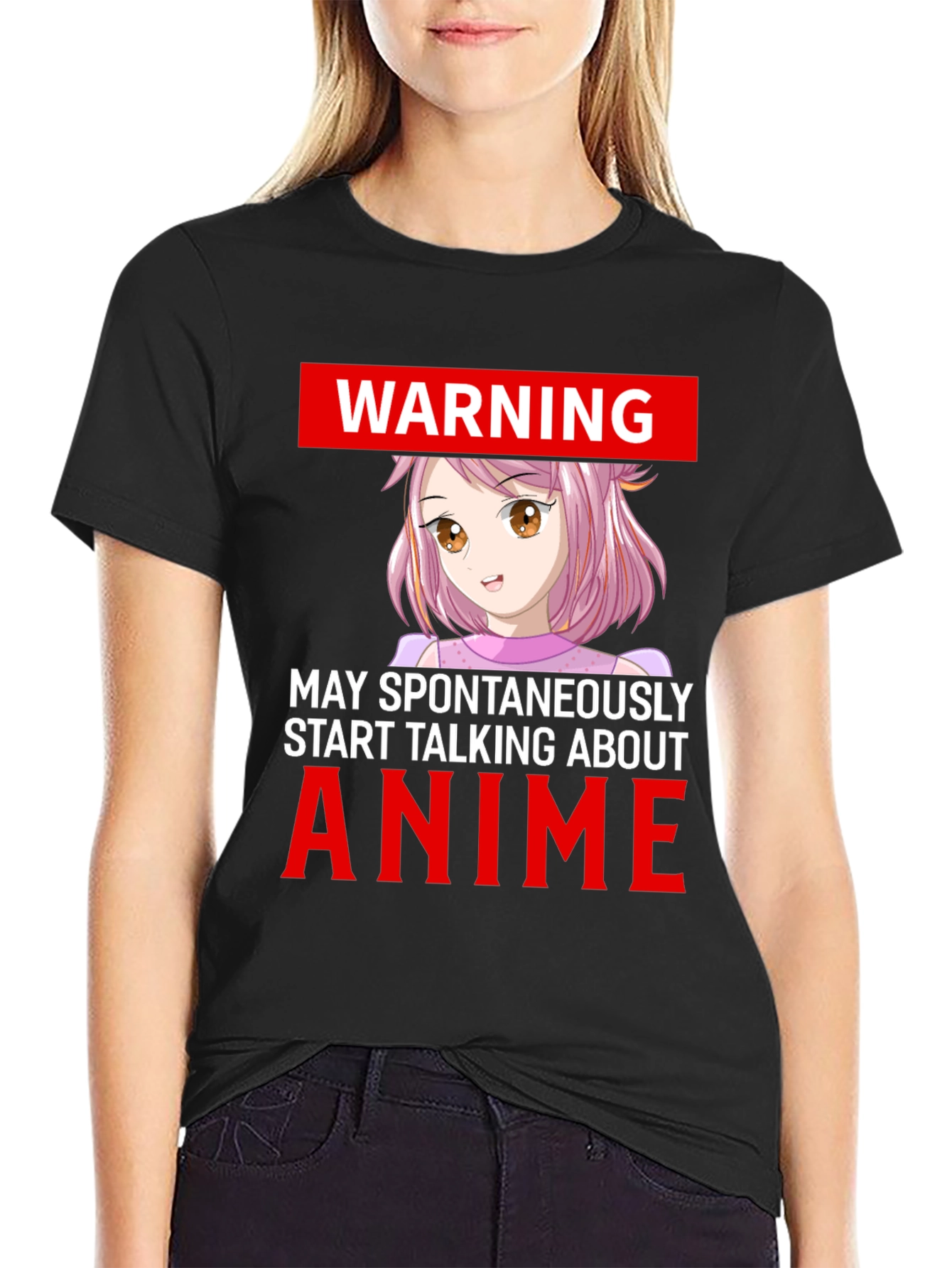 Anime Warning Graphic Tee - Spontaneously Talks Anime