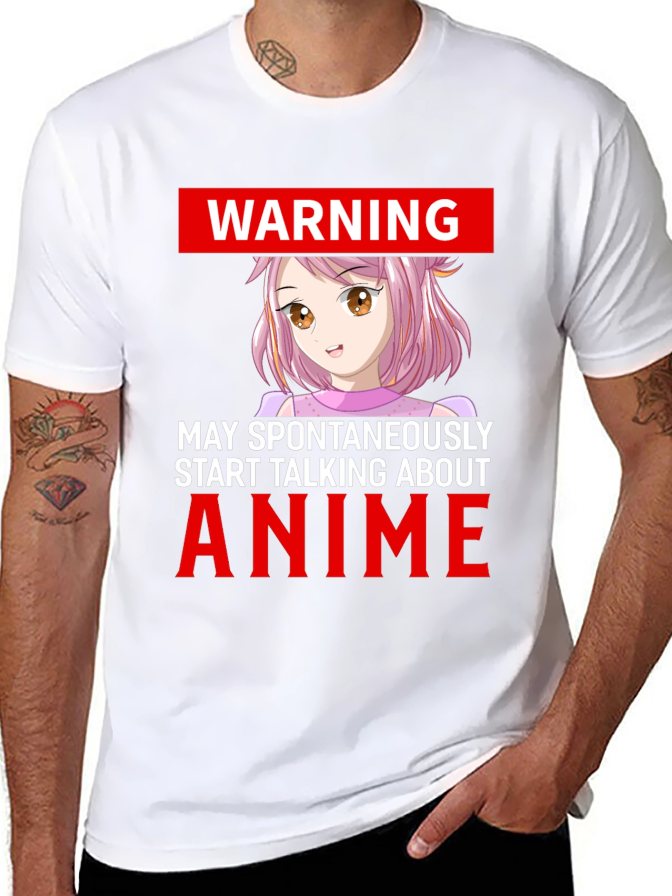 Anime Warning Graphic Tee - Spontaneously Talks Anime
