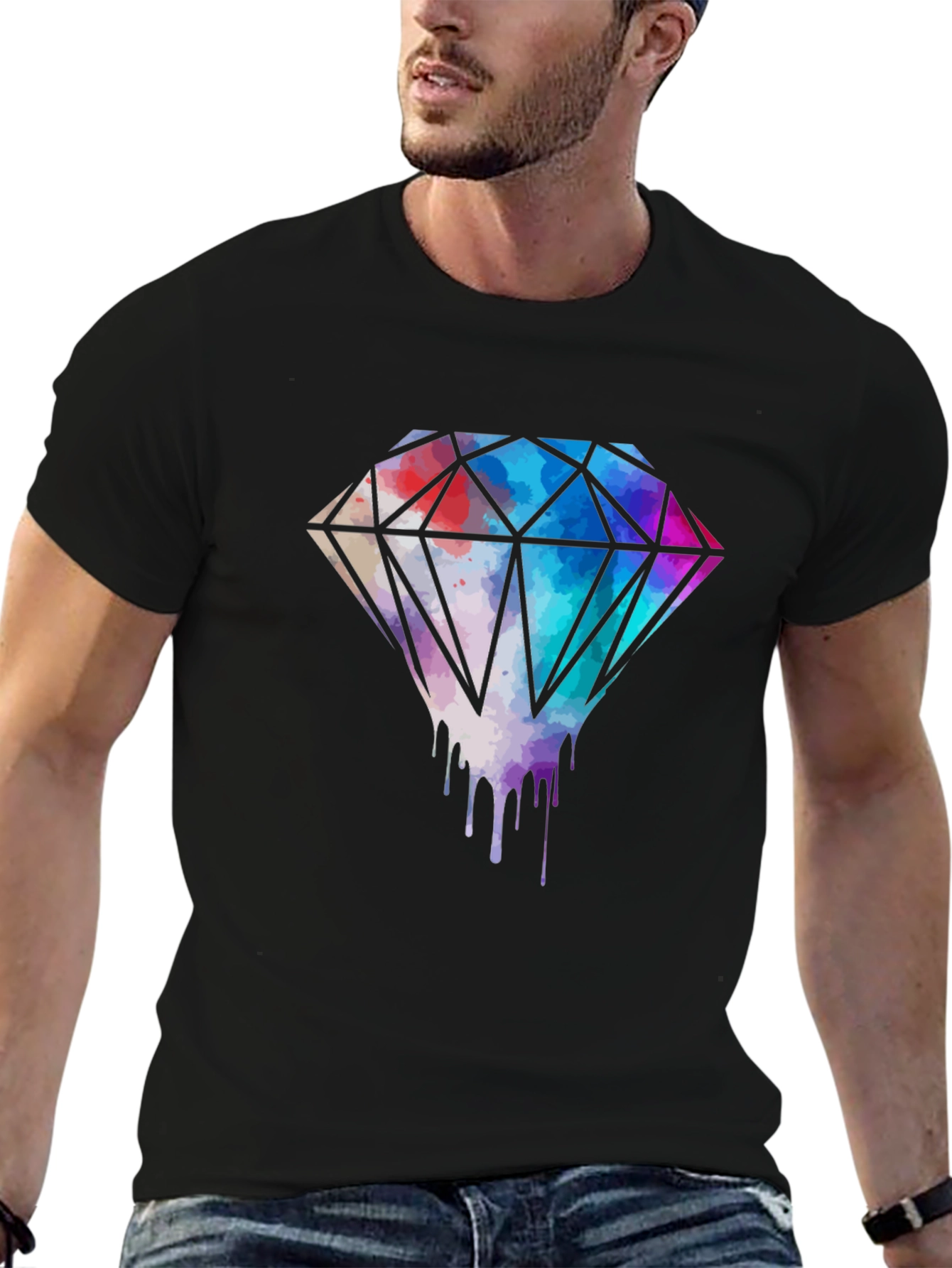 Diamond Drip Graphic Tee - Modern Streetwear Style