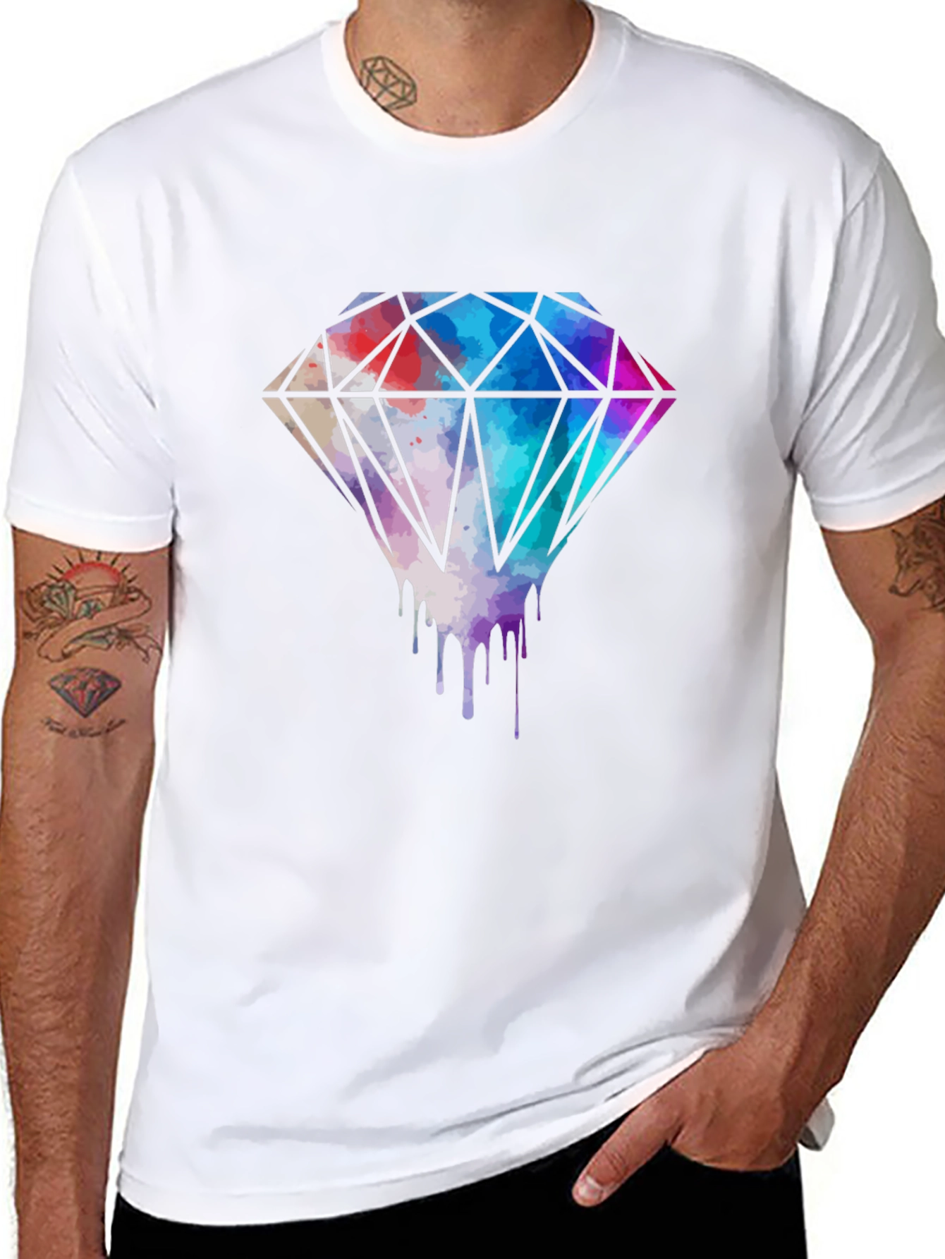 Diamond Drip Graphic Tee - Modern Streetwear Style