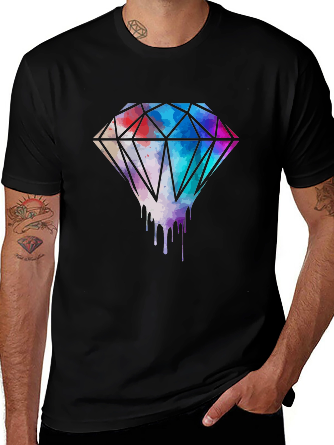 Diamond Drip Graphic Tee - Modern Streetwear Style