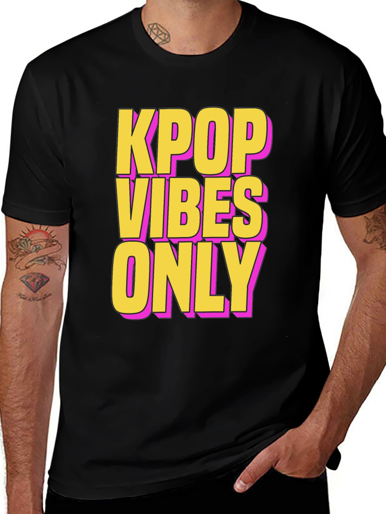 Kpop Vibes Only Graphic Tee - Black