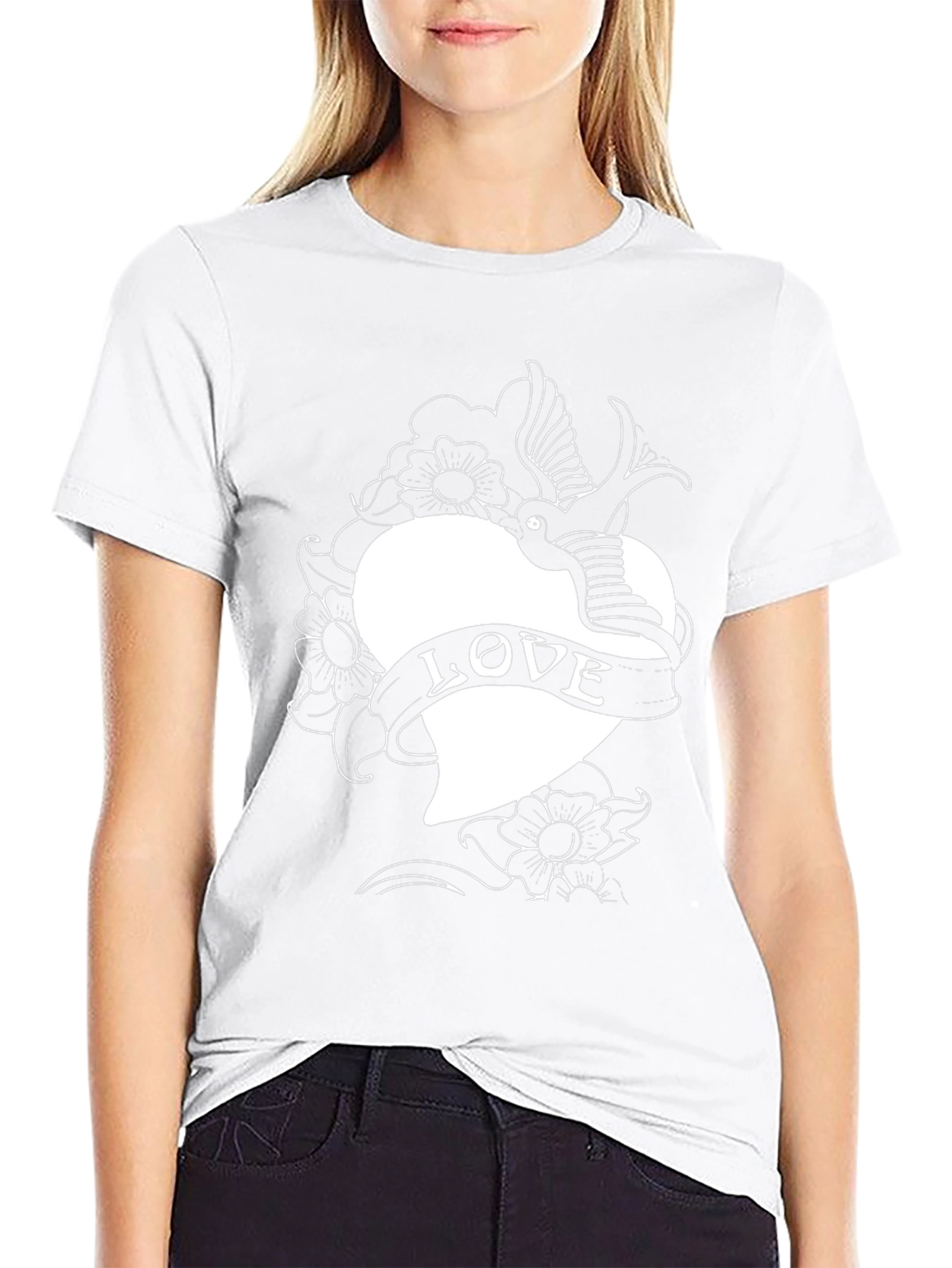 Love Bird Heart Tattoo Graphic Tee