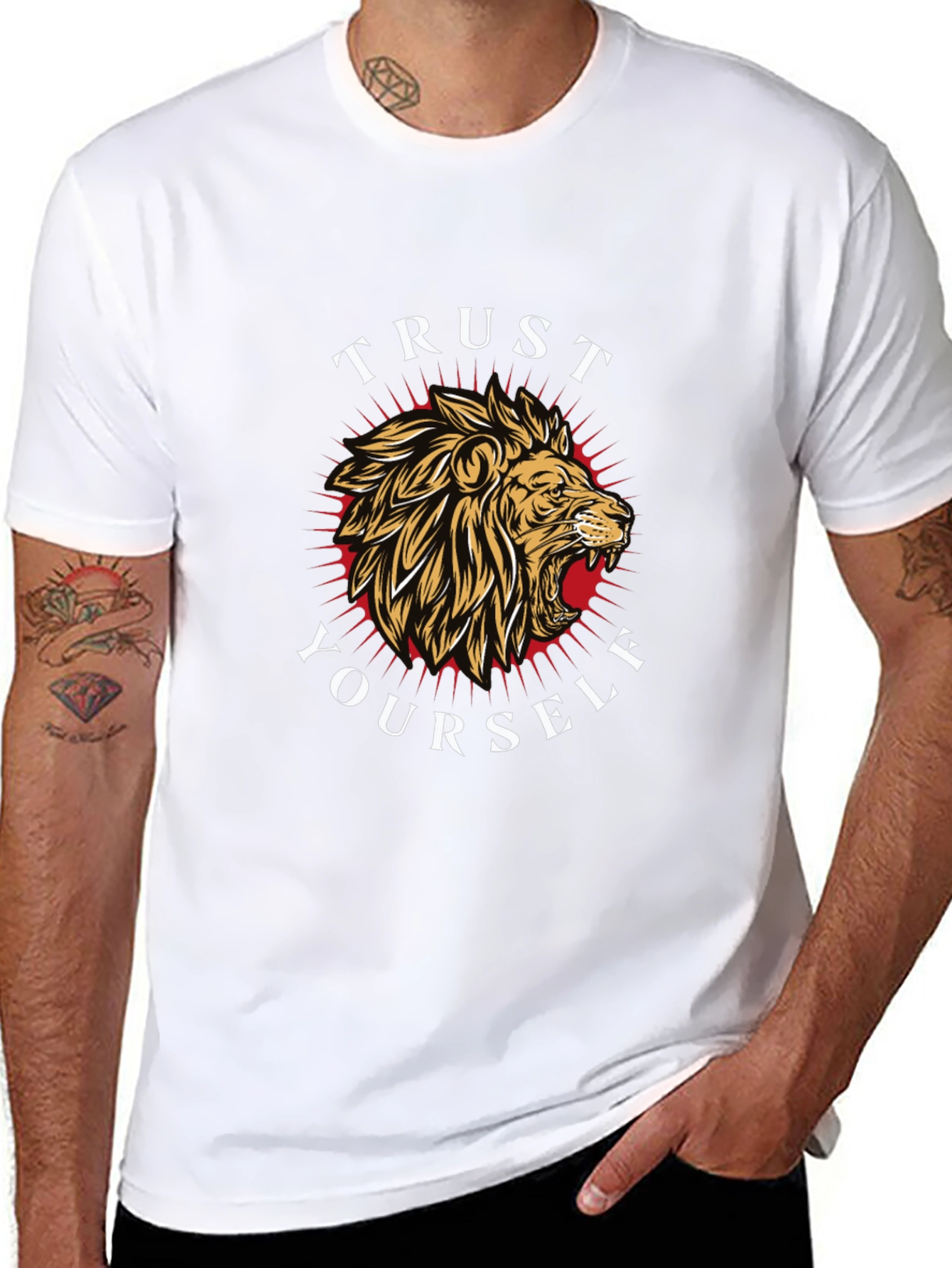 Trust Yourself Lion Graphic Tee - Black