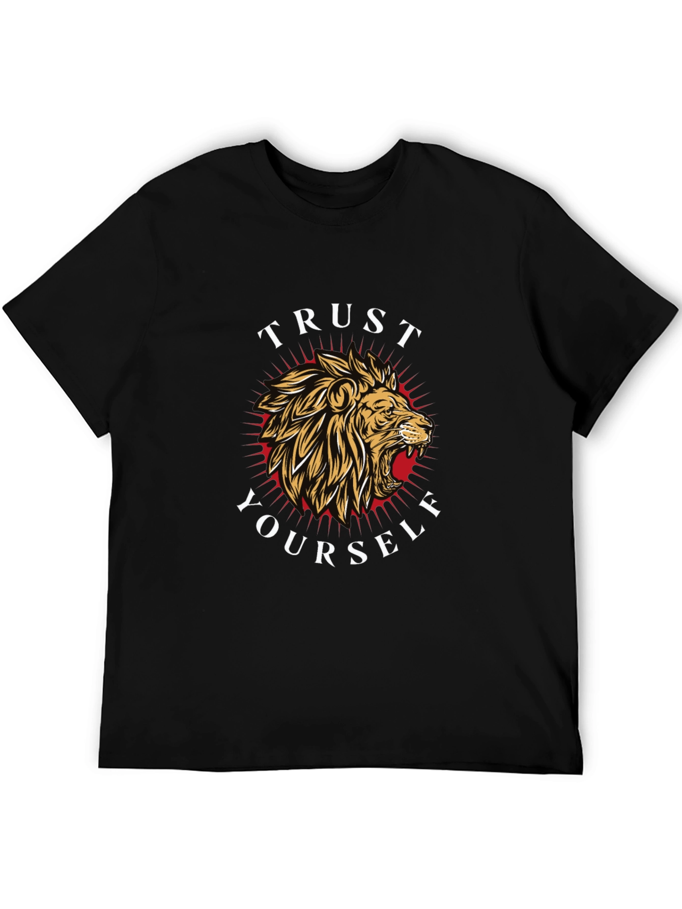 Trust Yourself Lion Graphic Tee - Black