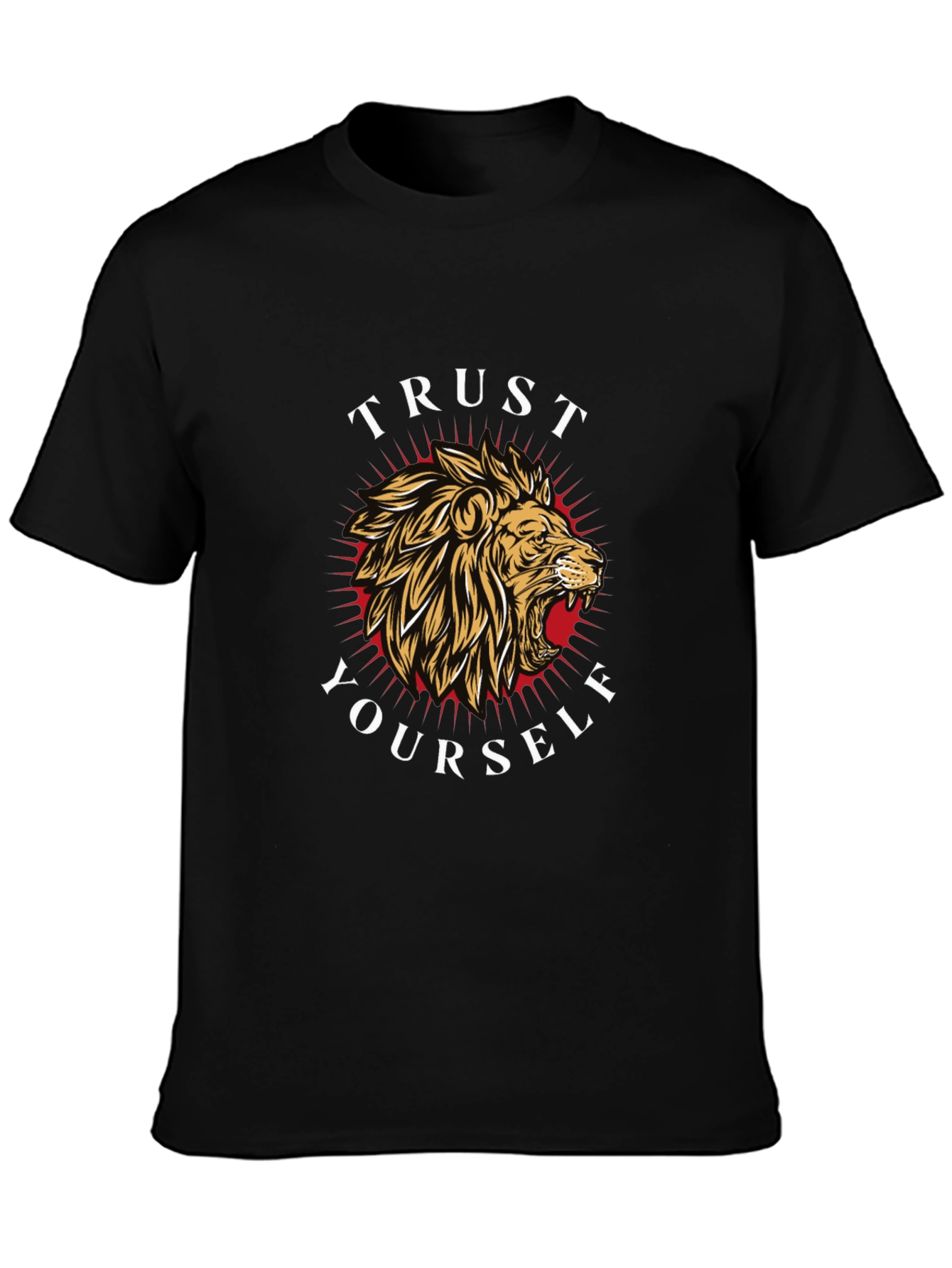 Trust Yourself Lion Graphic Tee - Black