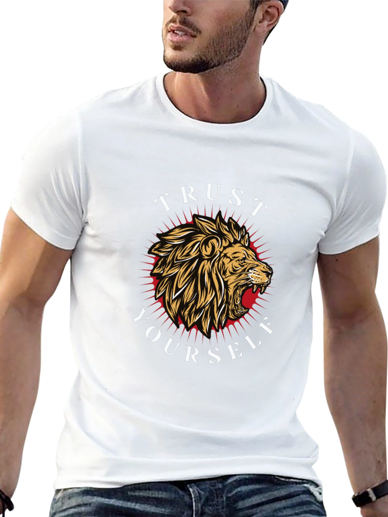 Trust Yourself Lion Graphic Tee - Black