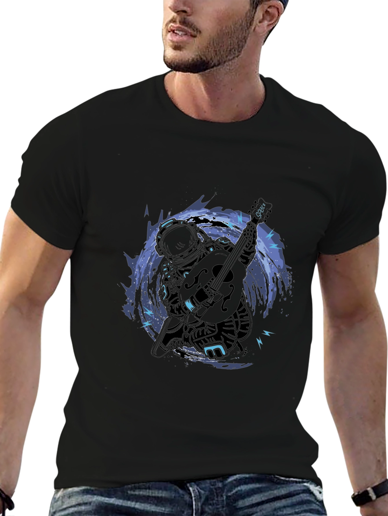 Astronaut Guitar T-Shirt - Space Musician Tee