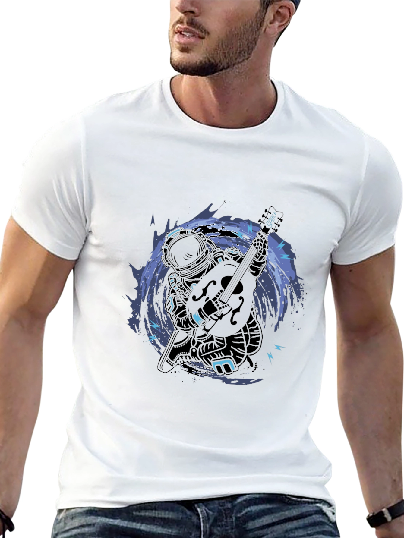 Astronaut Guitar T-Shirt - Space Musician Tee