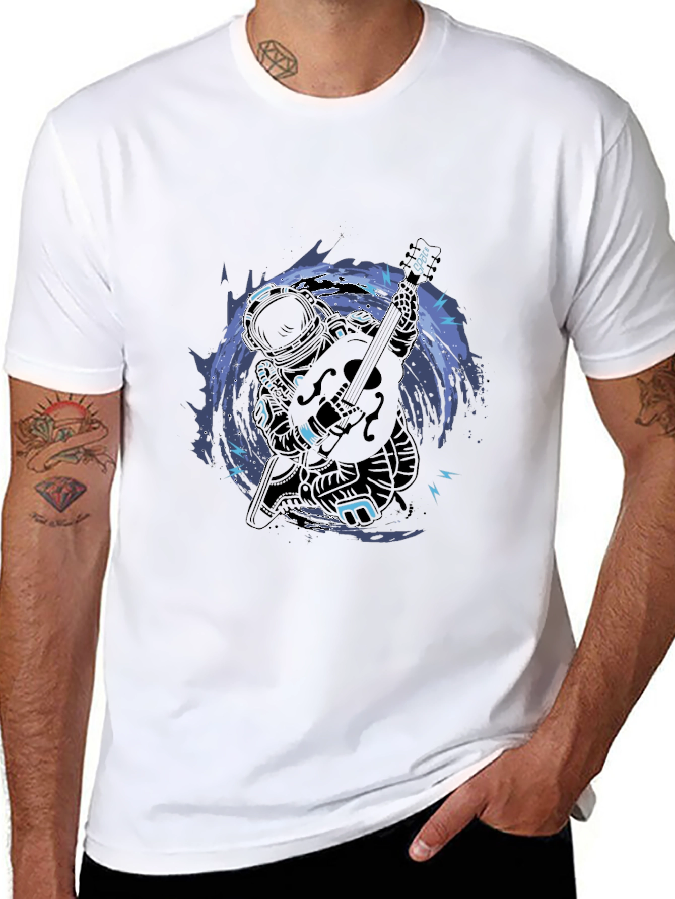Astronaut Guitar T-Shirt - Space Musician Tee
