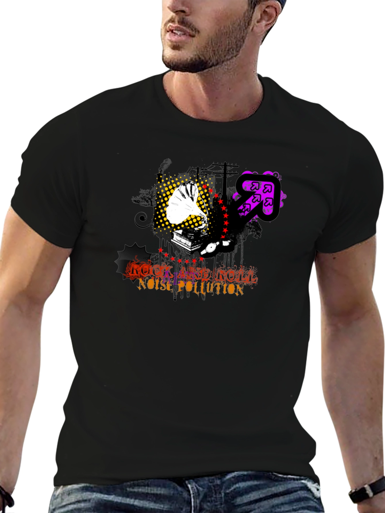 Rock and Roll Noise Pollution Black T-Shirt
