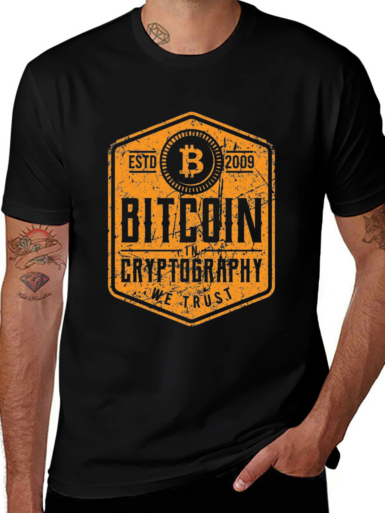 Bitcoin Crypto We Trust Black Graphic Tee