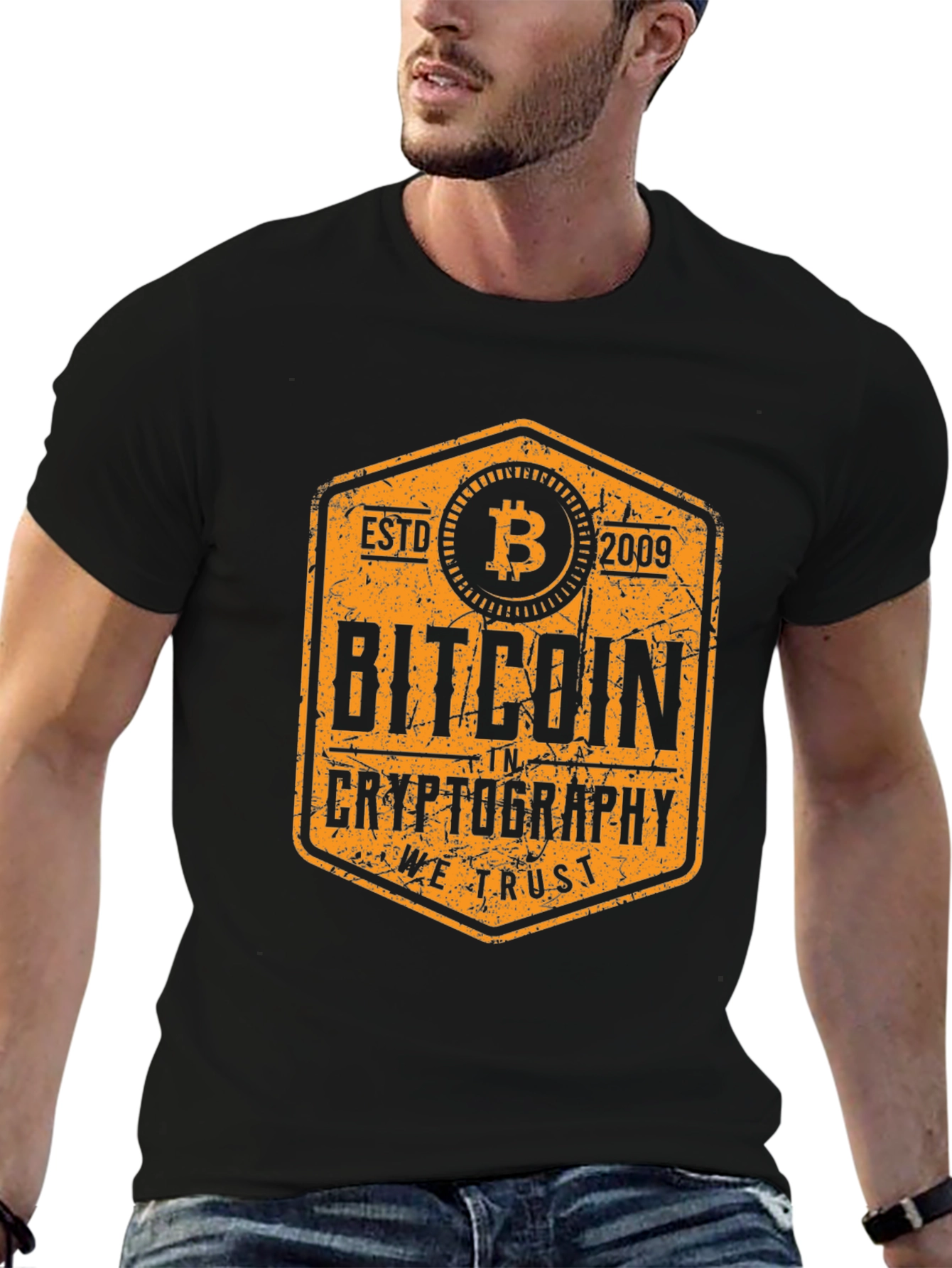 Bitcoin Crypto We Trust Black Graphic Tee