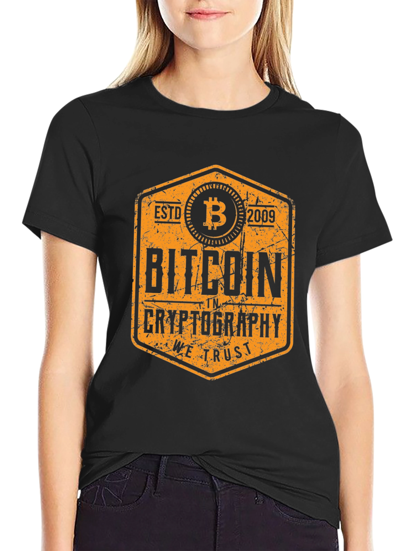 Bitcoin Crypto We Trust Black Graphic Tee