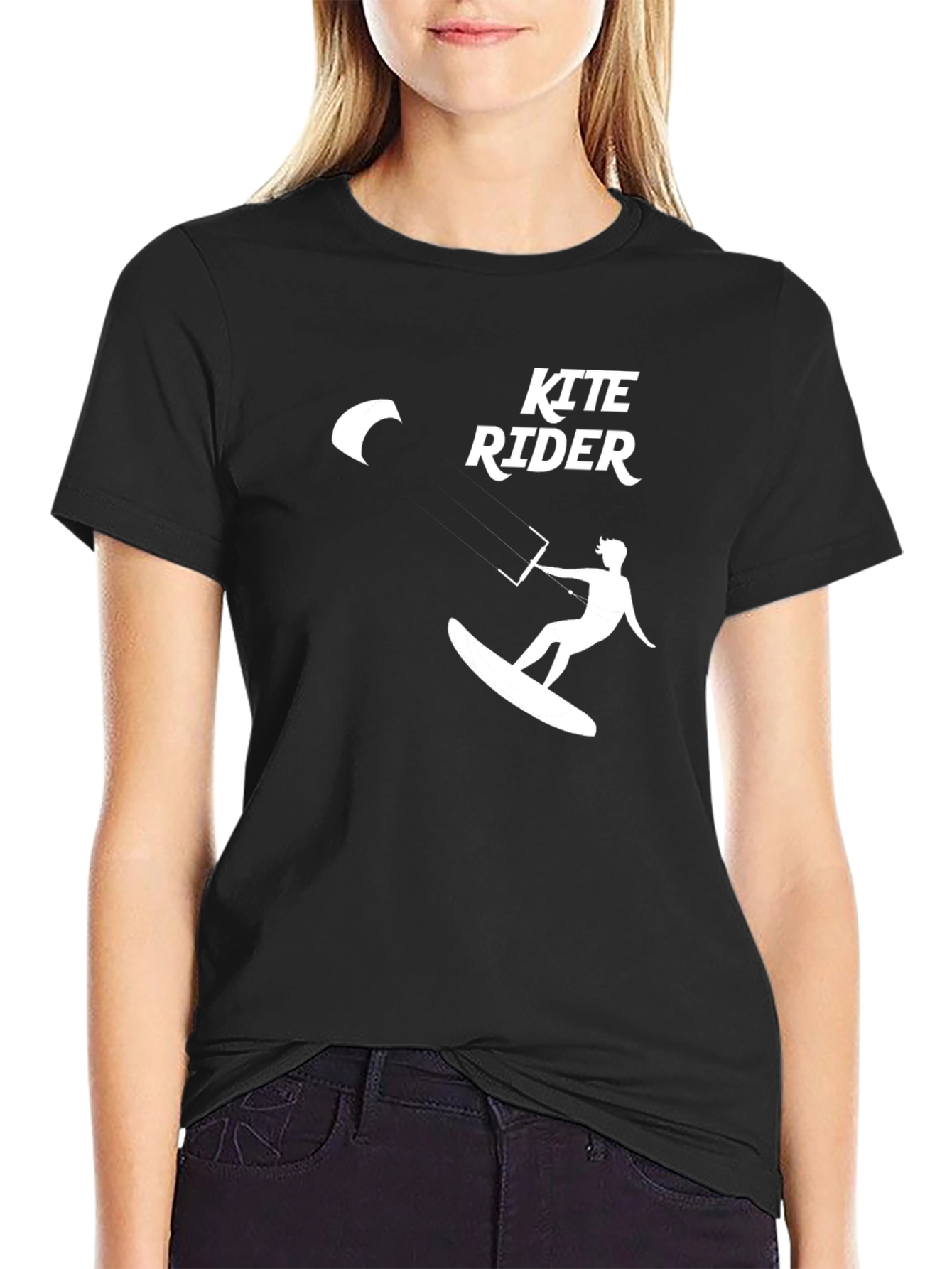 Kite Rider Graphic Tee - Black Cotton T-Shirt