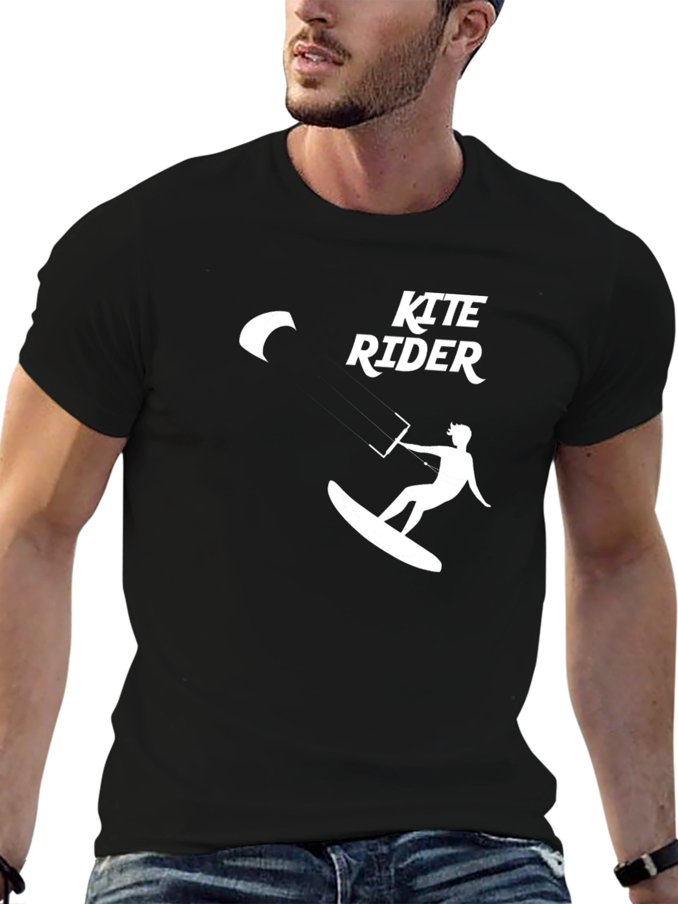 Kite Rider Graphic Tee - Black Cotton T-Shirt