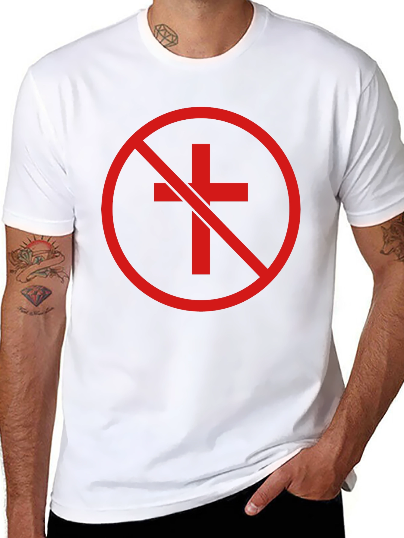 Anti-Christian Cross T-Shirt - Atheist Symbol