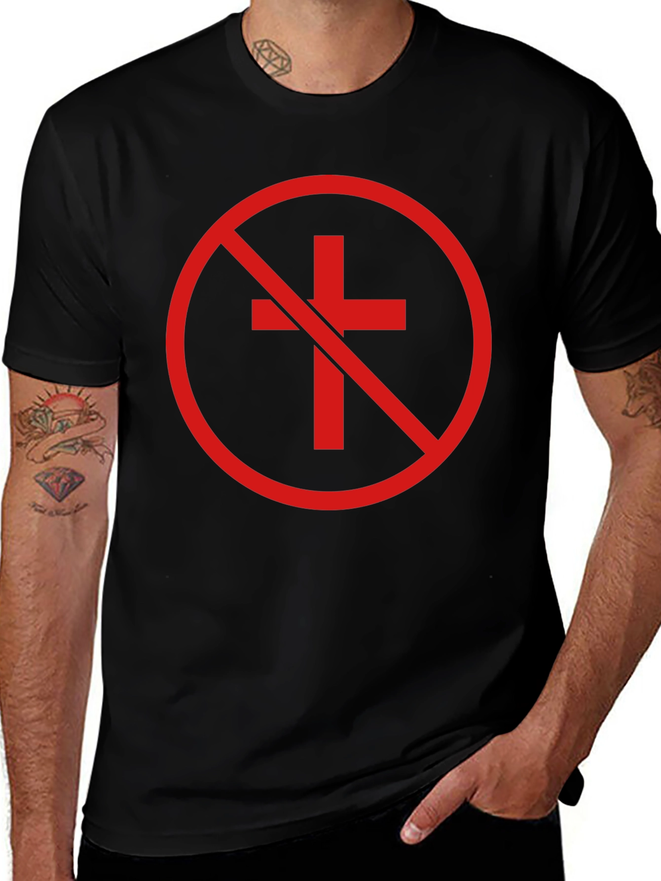 Anti-Christian Cross T-Shirt - Atheist Symbol