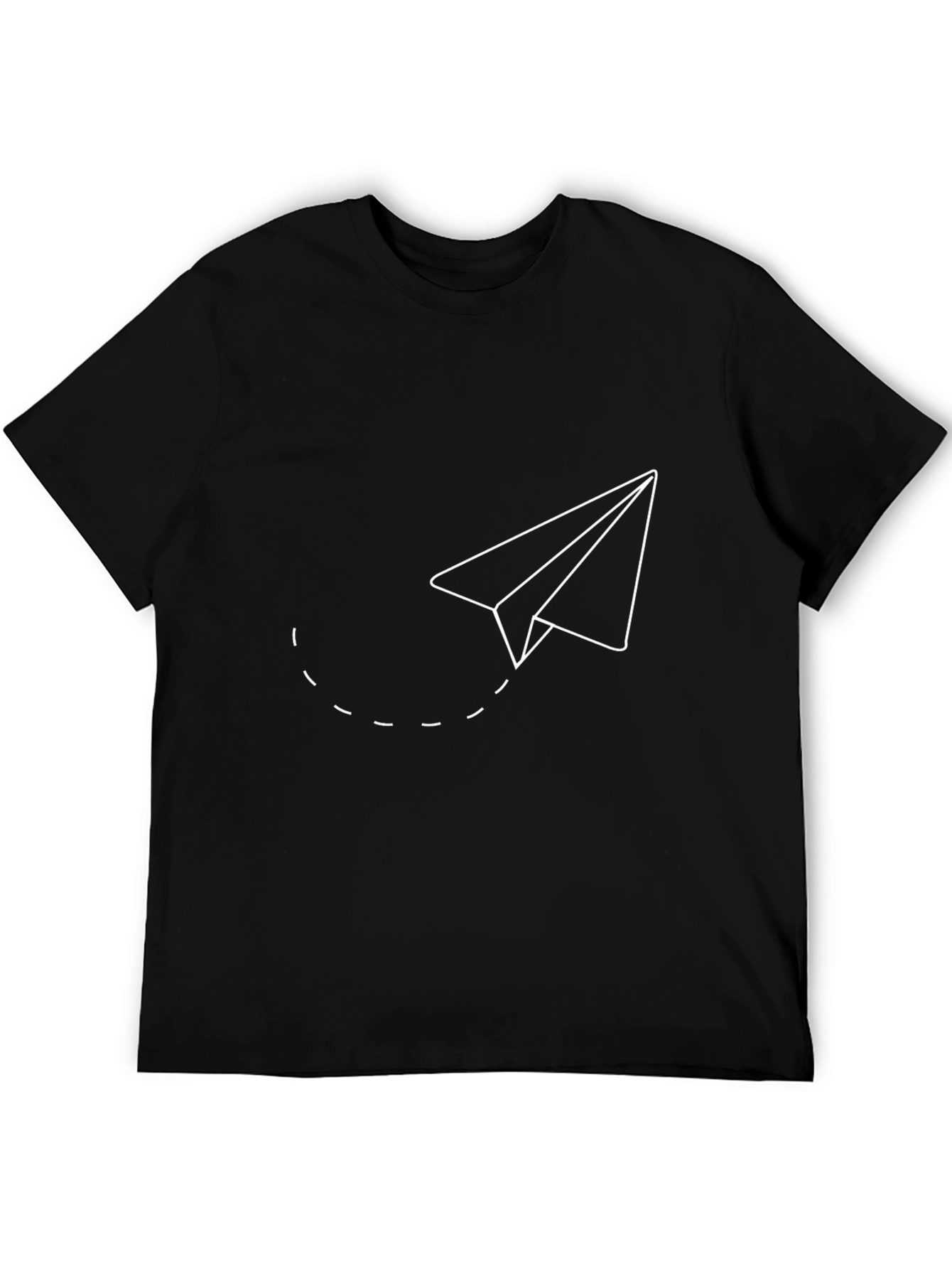 Minimalist Paper Airplane Black T-Shirt