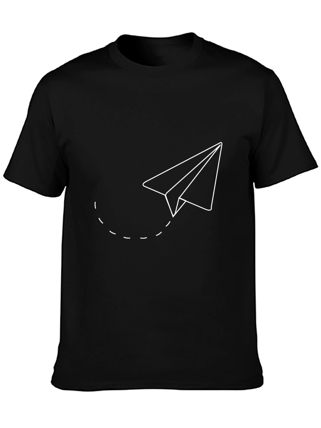 Minimalist Paper Airplane Black T-Shirt