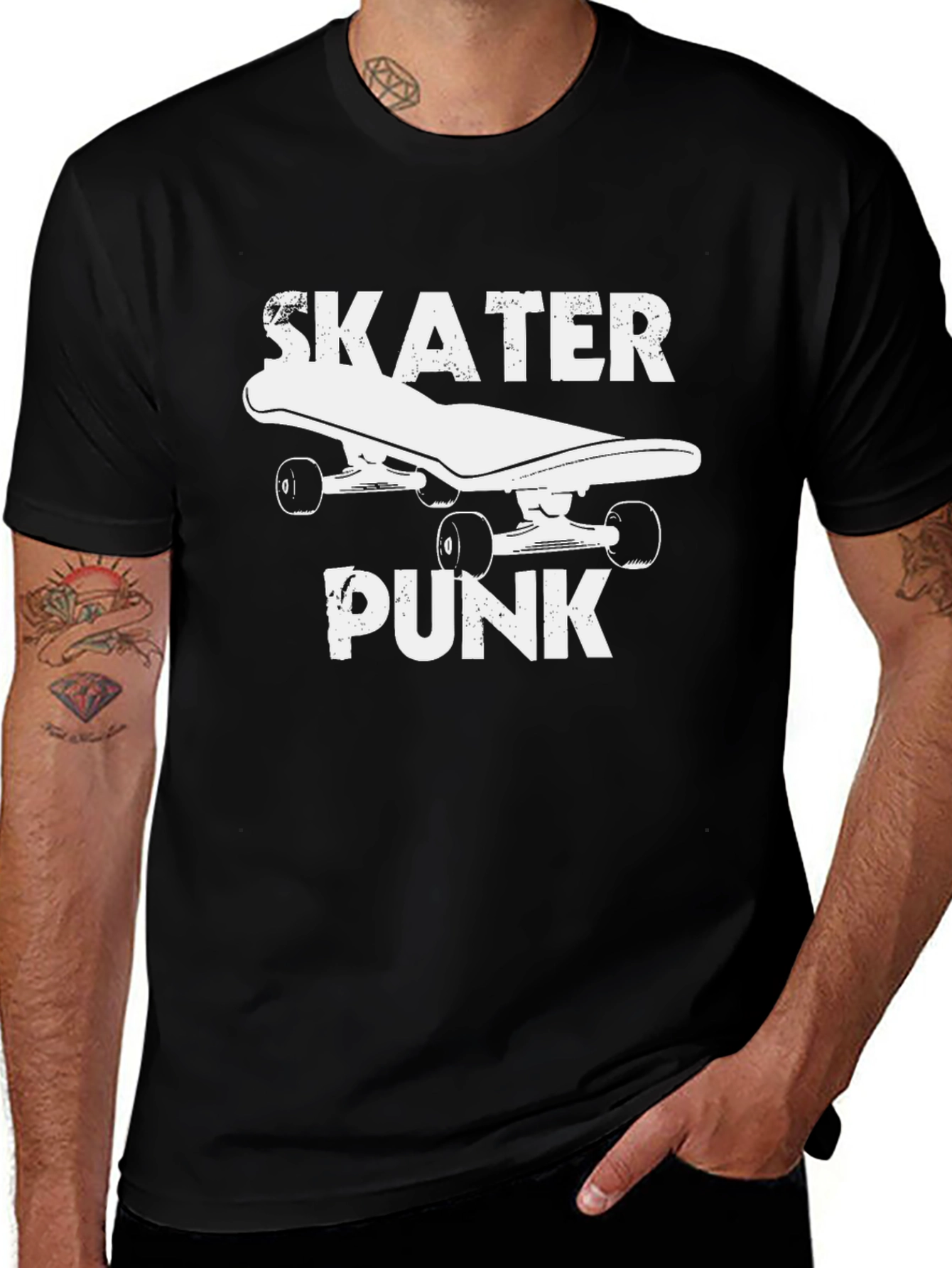 Skater Punk Black Graphic Tee - Skateboarding Shirt