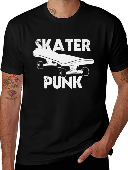 Skater Punk Black Graphic Tee - Skateboarding Shirt