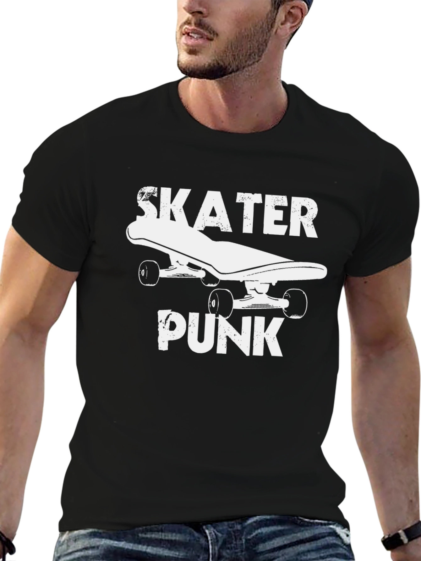 Skater Punk Black Graphic Tee - Skateboarding Shirt