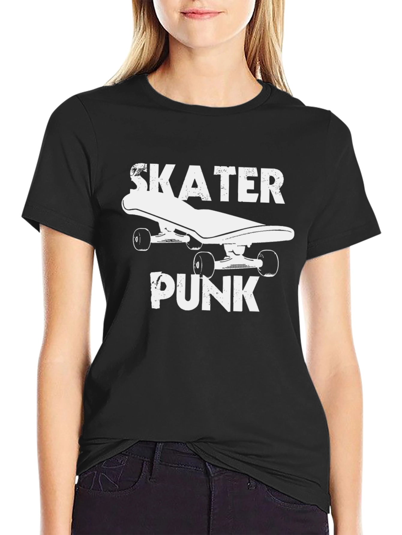 Skater Punk Black Graphic Tee - Skateboarding Shirt