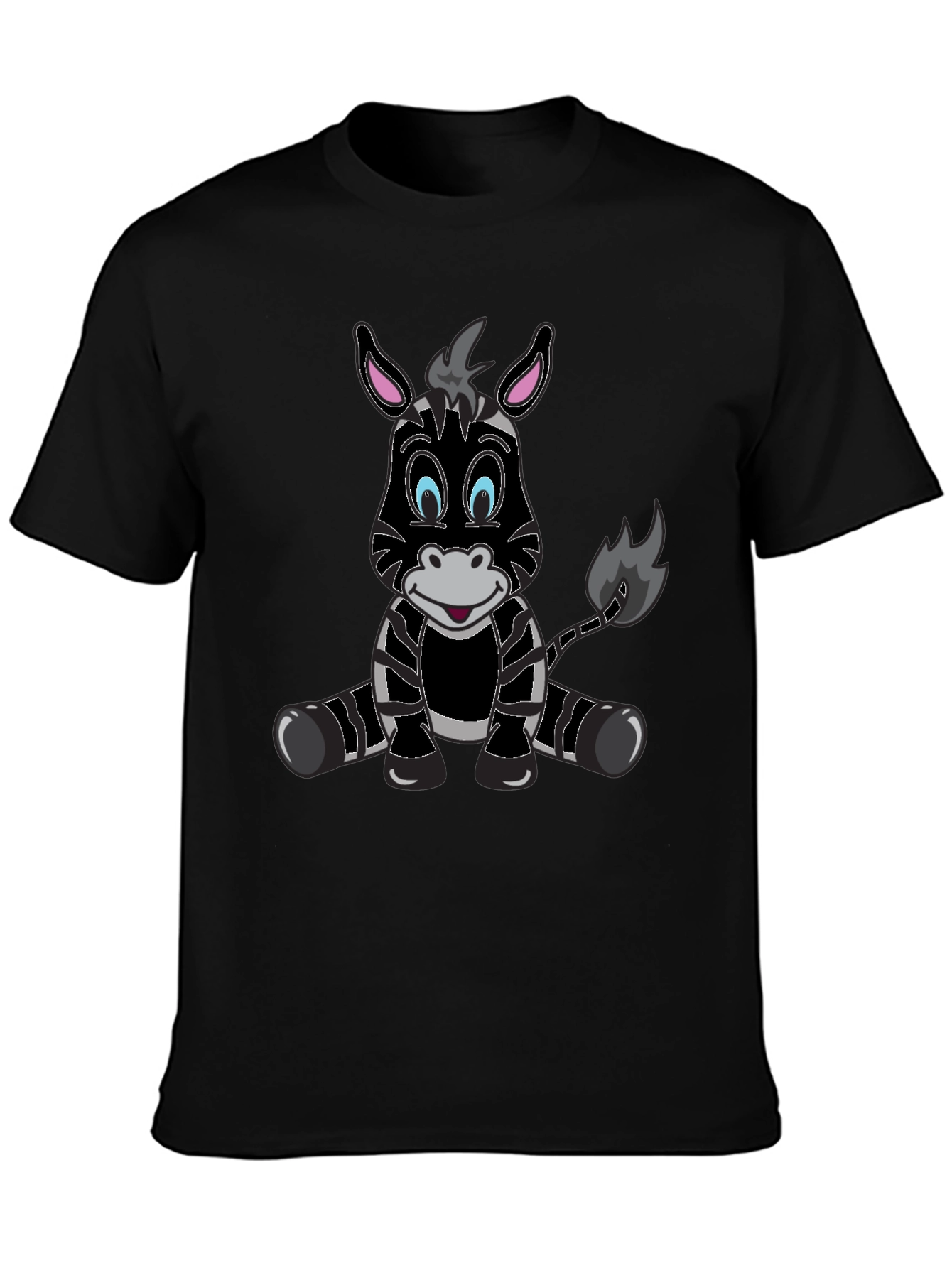 Cartoon Zebra Graphic Tee - Mens Black T-Shirt