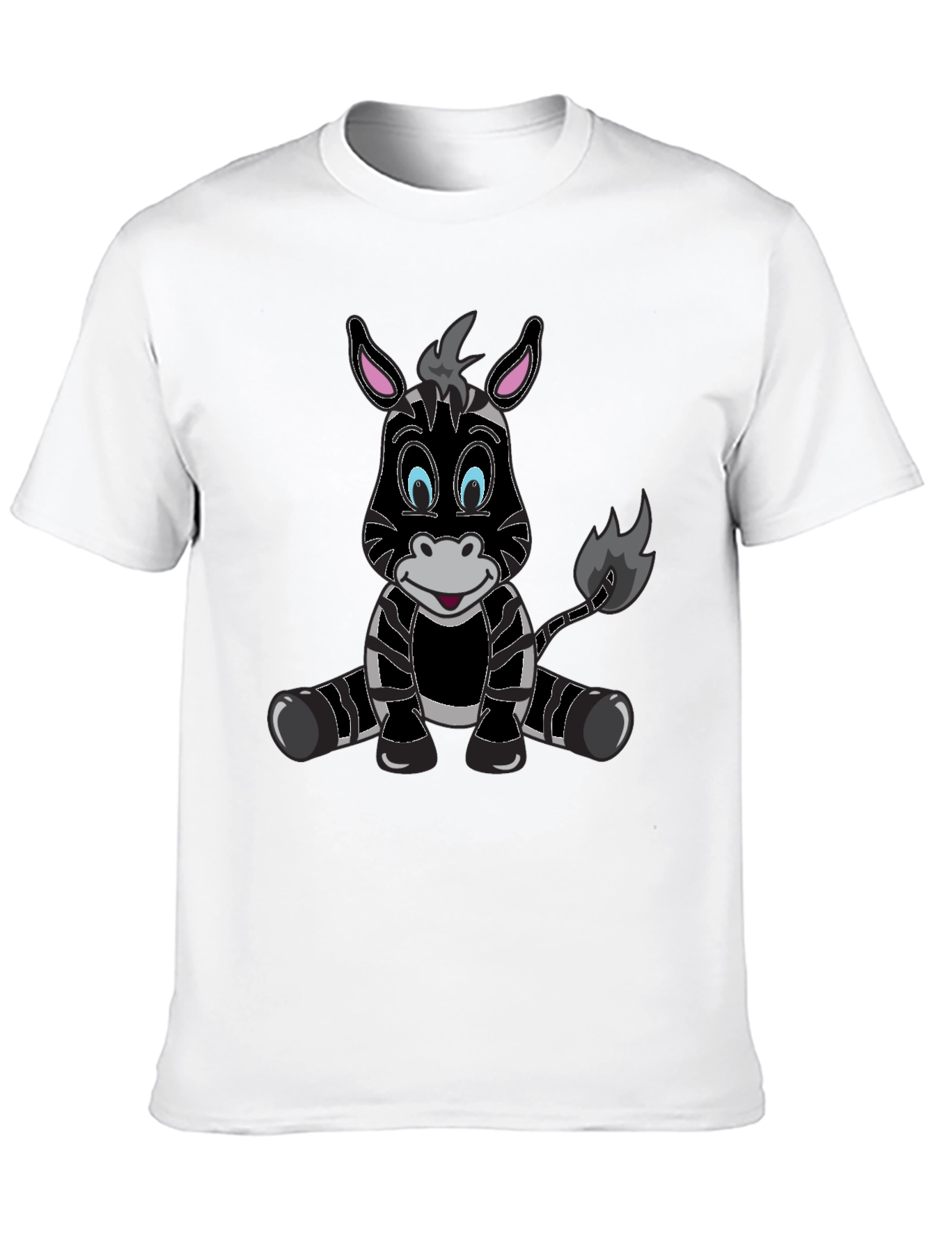 Cartoon Zebra Graphic Tee - Mens Black T-Shirt