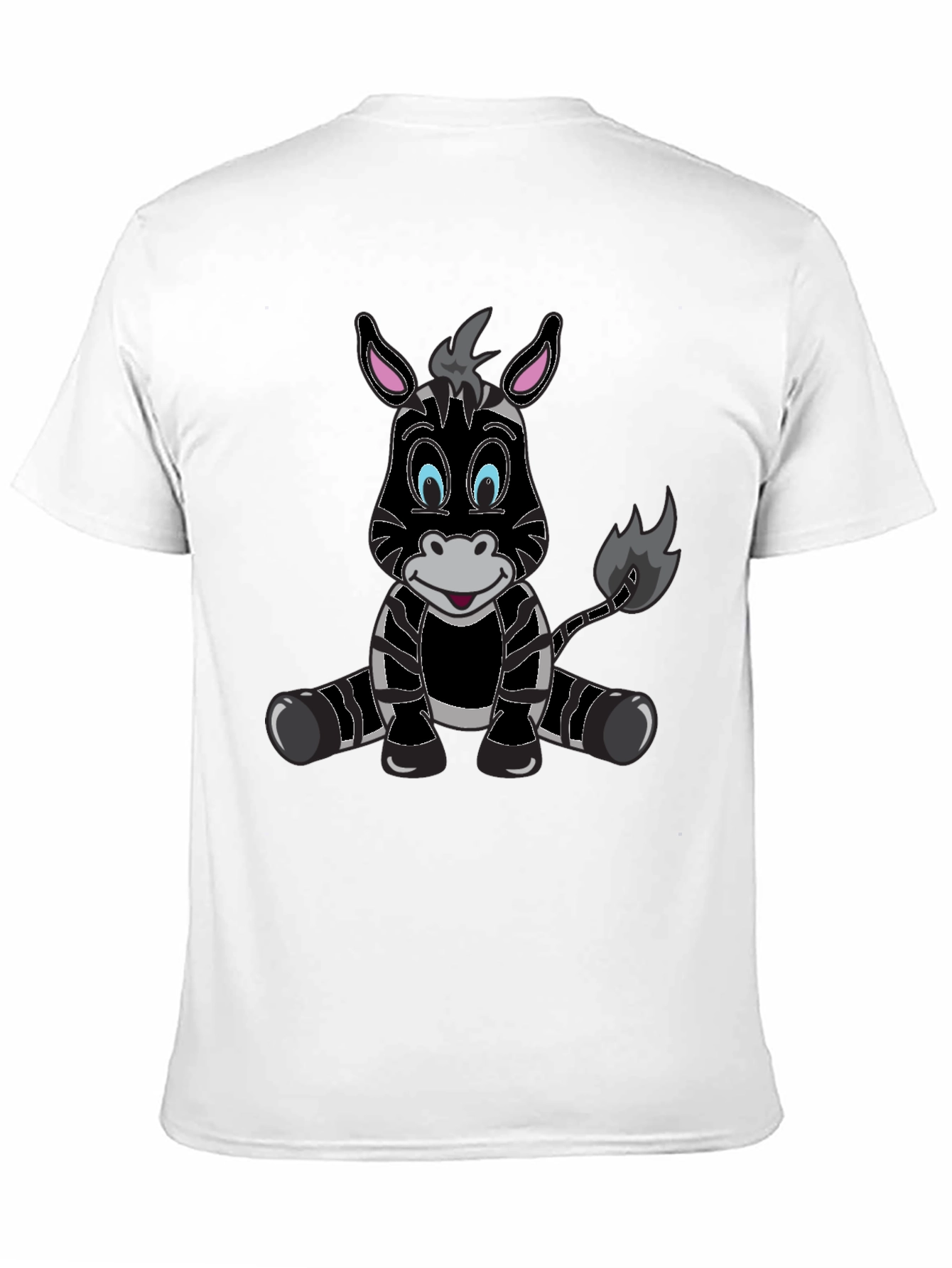 Cartoon Zebra Graphic Tee - Mens Black T-Shirt