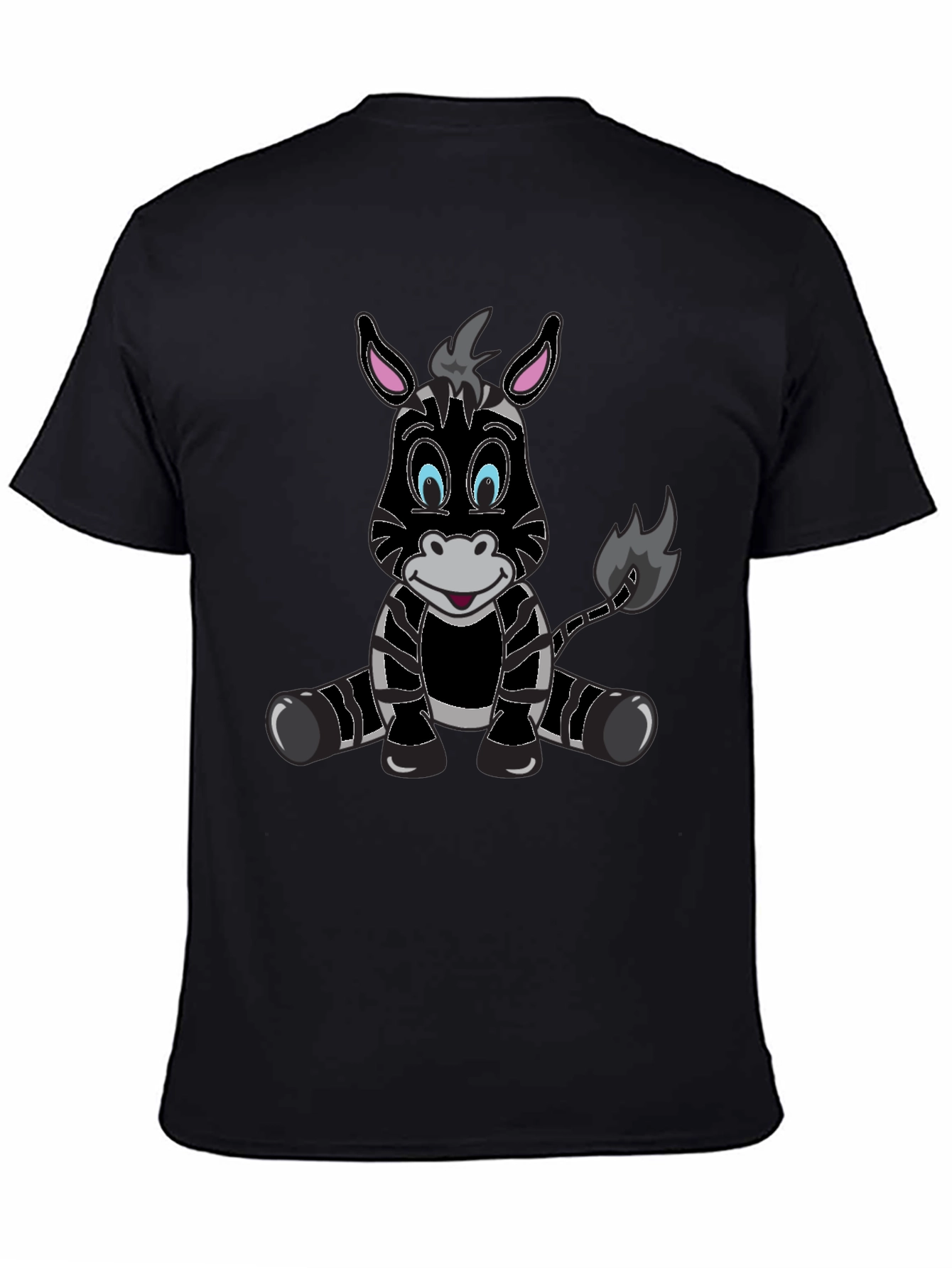Cartoon Zebra Graphic Tee - Mens Black T-Shirt